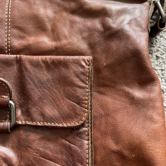Jack Georges Brown Distressed Leather Crossbody Bag - Picture 8 of 8